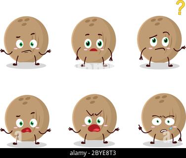 Personnage de dessin animé de noix de coco brune avec quelle expression Illustration de Vecteur
