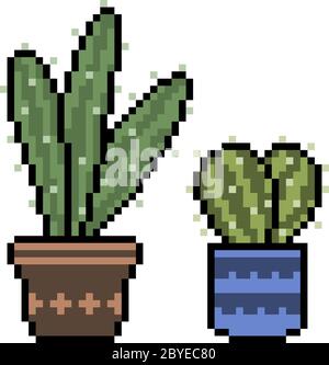 décoration cactus vecteur pixel art isolée Illustration de Vecteur