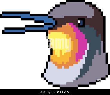 vecteur pixel art oiseau tête isolée Illustration de Vecteur