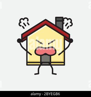 Illustration du joli personnage de la maison Mascot Vector dans un style Flat Design Illustration de Vecteur