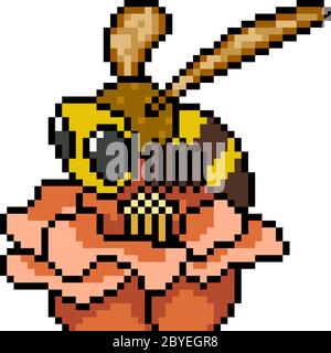 vecteur pixel art fleur d'abeille isolé Illustration de Vecteur