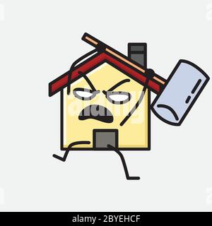 Illustration du joli personnage de la maison Mascot Vector dans un style Flat Design Illustration de Vecteur