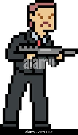 vecteur pixel art terroriste isolé Illustration de Vecteur