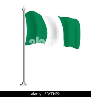 Drapeau nigérian. Drapeau d'onde isolé du pays du Nigeria. Illustration vectorielle. Illustration de Vecteur