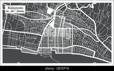 Kalamata Grèce carte de la ville en style rétro. Carte de contour. Illustration vectorielle. Illustration de Vecteur