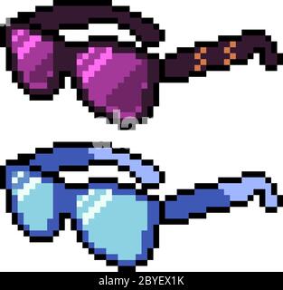 vector pixel art lunettes bande dessinée isolée Illustration de Vecteur