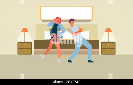 le couple danse dans la chambre Illustration de Vecteur