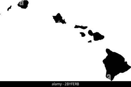 Carte très détaillée de la silhouette d'Hawaï. Illustration de Vecteur