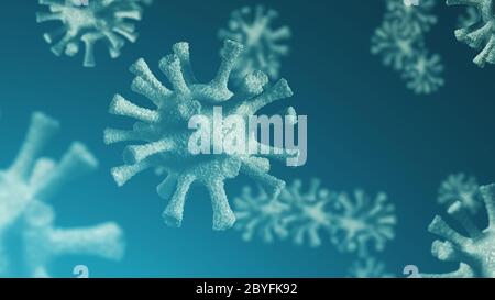 Groupe de cellules virales. Illustration 3D des cellules du coronavirus. Nouveau coronavirus 2019-nCoV virus Banque D'Images