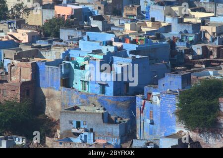 Jodhpur la ville bleue en Inde Banque D'Images