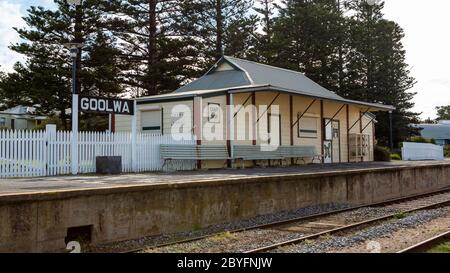 La gare de goolwa, ancienne gare de goolwa, et le siège du train Cockle, situé à goolwa, sur la péninsule de fleurieu, en Australie méridionale, le 9 juin 2020 Banque D'Images