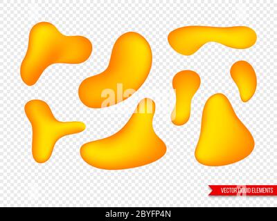 Ensemble d'éléments liquides pour la conception d'affiches, de cartes, de présentations, de prospectus et de couvertures. Formes de dégradé de couleur orange vif. Isolé sur transparent Illustration de Vecteur