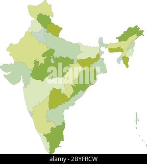 Carte politique modifiable très détaillée avec couches séparées. Inde. Illustration de Vecteur