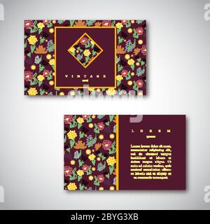 Ensemble de cartes de visite à motif fleuri. Illustration de Vecteur
