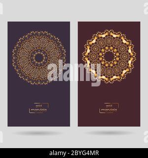 Deux cartes ornementales avec mandala. Illustration de Vecteur