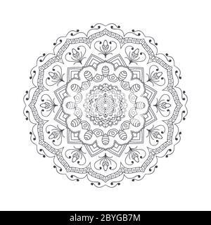 Mandala de fleur dessinée à la main pour le livre de coloriage. Illustration de Vecteur