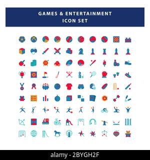 jeu d'icônes de jeu et de divertissement avec motif vectoriel plat Illustration de Vecteur