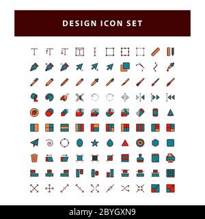 Ensemble de modifications icône de conception avec vecteur de style de conception de contour plein Illustration de Vecteur