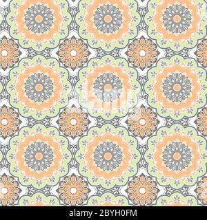 Motif de mandala dessiné à la main sans couture. Éléments décoratifs vintage Illustration de Vecteur