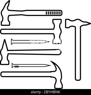 Illustration du vecteur de l'icône de la Nail du marteau Illustration de Vecteur