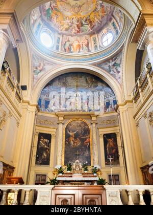 Fresque sur la chapelle de Niccolò Circignani appelé Pomarancio et la mosaïque Paléochristienne du 5e siècle dans la basilique Santa Pudenziana - Rome, Italie Banque D'Images