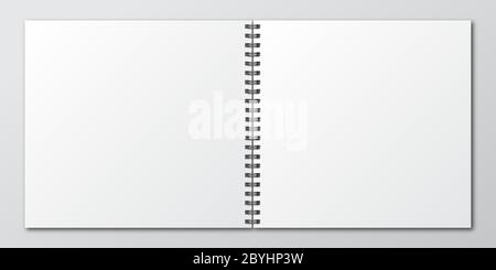 Ordinateur portable avec ombre. Maquette de bloc-notes papier. Modèle de bloc-notes isolé. Illustration vectorielle. Illustration de Vecteur