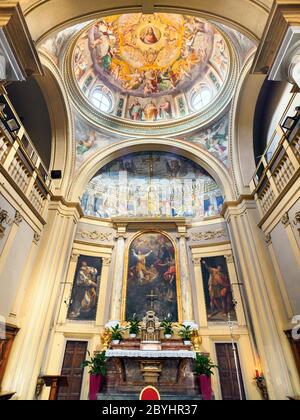 Fresque sur la chapelle de Niccolò Circignani appelé Pomarancio et la mosaïque Paléochristienne du 5e siècle dans la basilique Santa Pudenziana - Rome, Italie Banque D'Images