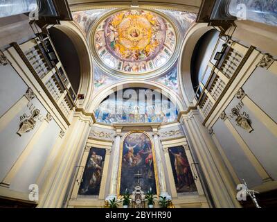 Fresque sur la chapelle de Niccolò Circignani appelé Pomarancio et la mosaïque Paléochristienne du 5e siècle dans la basilique Santa Pudenziana - Rome, Italie Banque D'Images