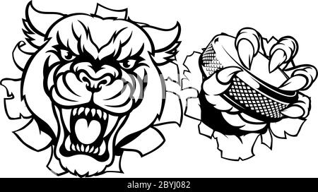 Panther de Hockey Sports Animal Mascot Illustration de Vecteur