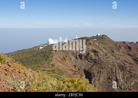 L'observatoire astronomique se trouve sur le cratère volcanique de Roque de los Muchachos, à la Palma, aux îles Canaries Banque D'Images