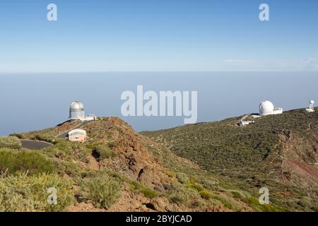 L'observatoire astronomique se trouve sur le cratère volcanique de Roque de los Muchachos, à la Palma, aux îles Canaries Banque D'Images