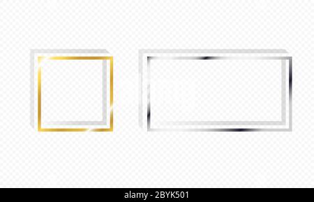Cadres brillants argent et or design plat symbole d'arrière-plan isolé. Vecteur EPS 10. Illustration de Vecteur