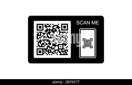 Code QR, scanner avec icône smartphone pour le Web ou symbole noir de conception appstore isolé sur fond blanc. Vecteur EPS 10. Illustration de Vecteur