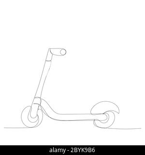 schéma de ligne continu de scooter isolé Illustration de Vecteur