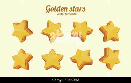 Collection Golden Stars in different positions. Modèle pour jeu mobile. Concept de réalisation. Illustration vectorielle Illustration de Vecteur