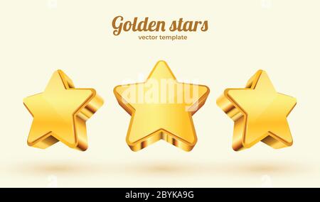 Trois étoiles dorées. Modèle pour jeu mobile. Concept de réalisation. Illustration vectorielle Illustration de Vecteur