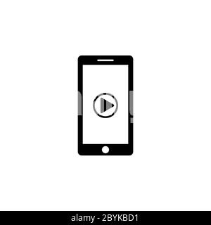 Vidéo sur un appareil mobile ou icône de bouton de lecture symbole noir isolé sur fond blanc. Vecteur EPS 10. Illustration de Vecteur