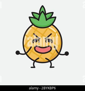 Illustration du joli personnage de la mascotte aux fruits d'ananas Vector dans un style Flat Design Illustration de Vecteur