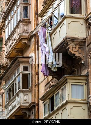 Balcons couverts de Malte Banque D'Images