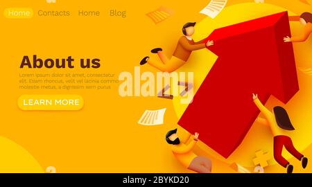 Équipe commerciale avec flèche croissante. Illustration du vecteur de réussite commerciale concept. style de personnage de dessin animé 3d. Illustration vectorielle Illustration de Vecteur