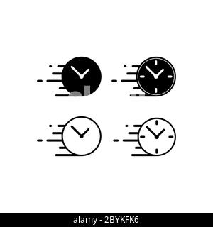 Les icônes de l'heure sont définies en noir sur un arrière-plan blanc isolé. SPE 10. Illustration de Vecteur