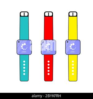 Montre intelligente, icône de mise à jour de l'horloge. Mise à jour du logiciel de la montre intelligente. Téléchargement de données concept simple sur un arrière-plan isolé. Vecteur EPS 10 Illustration de Vecteur