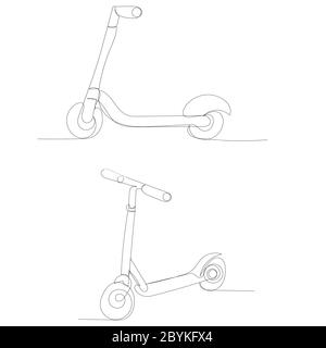 dessin de ligne vectoriel, isolé, continu de scooter Illustration de Vecteur