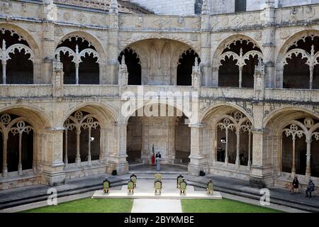 Lisbonne, Portugal. 10 juin 2020. Le président portugais Marcelo Rebelo de Sousa prononce un discours lors de la cérémonie des célébrations de la Journée nationale du Portugal au monastère de Jeronimos, à Lisbonne, au Portugal, le 10 juin 2020. Crédit : Pedro Fiuza/ZUMA Wire/Alay Live News Banque D'Images