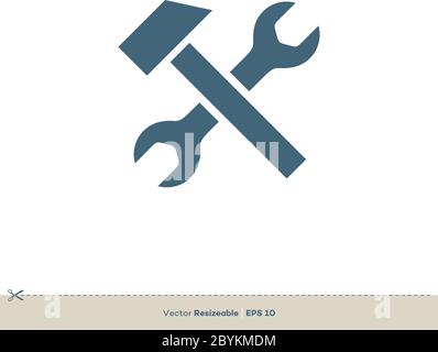 Modèle d'illustration du logo vectoriel de marteau et de clé. Vecteur EPS 10. Illustration de Vecteur