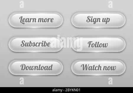 Collection de boutons en verre brillant et arrondis transparents. Élément UI. Illustration vectorielle Illustration de Vecteur