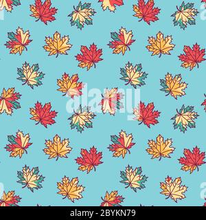 Motif sans couture avec feuilles d'érable plates Illustration de Vecteur
