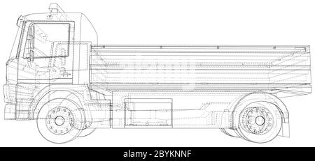 Illustration vectorielle du chariot à plateau. Ligne de cadre de fil isolée. Rendu vectoriel 3D. Illustration de Vecteur