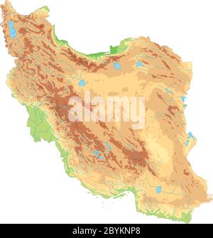 Carte physique détaillée de l'Iran. Illustration de Vecteur
