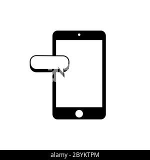 Smartphone message icône plat en noir avec chat, sms, tweet, messagerie instantanée, concepts de messagerie mobile pour les sites Web, bannières Web sur blanc isolé Illustration de Vecteur